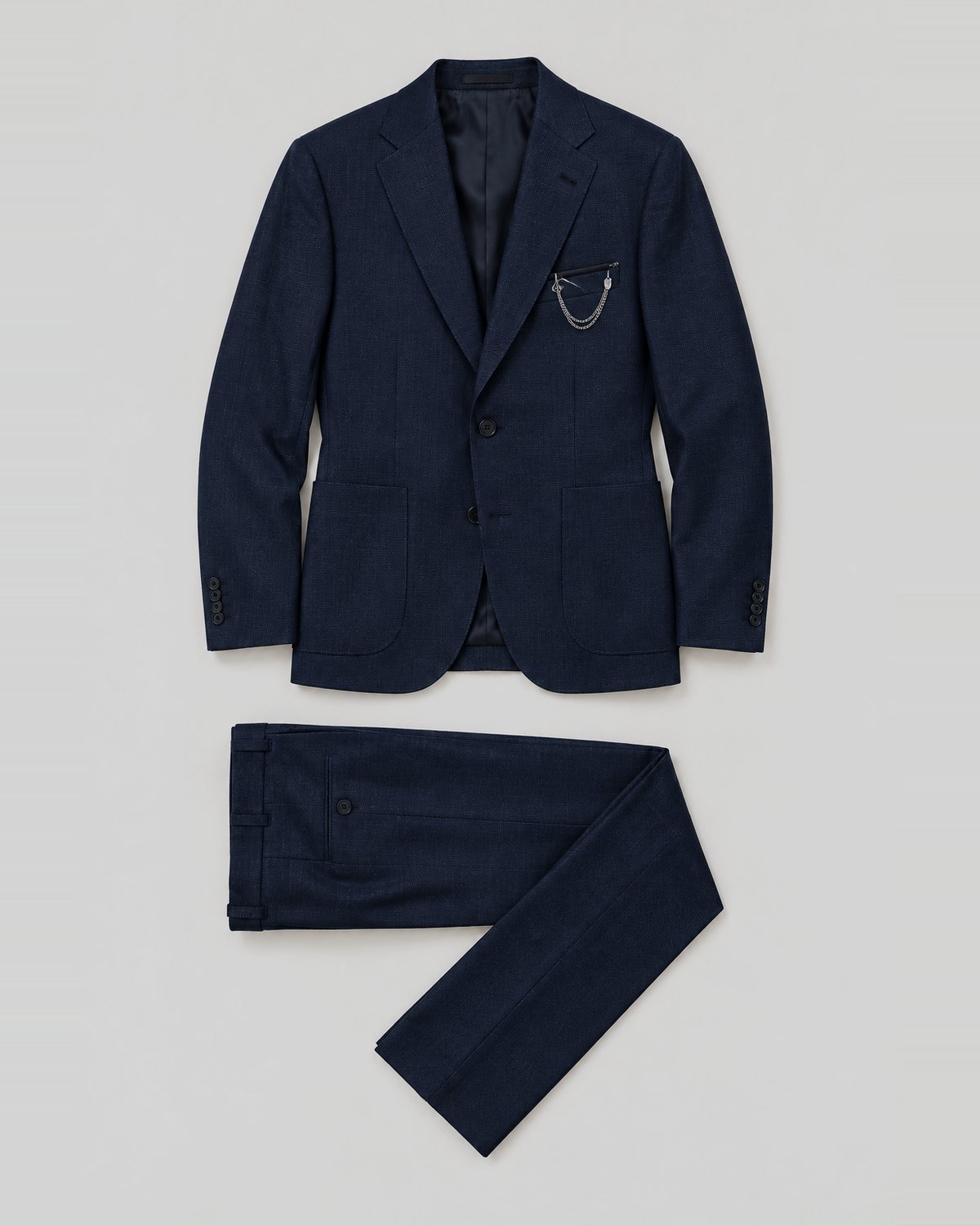 Navy high-twist wool single-breasted suit